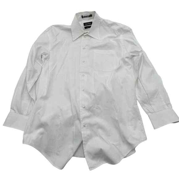 Nautica 15.5 32/33 80s 2 Ply Button Down Long‎ Sleeve Dress Shirt White - Picture 1 of 7
